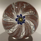 Vintage Murano Art Glass Paperweight Daisy Millefiori Latticino Twist Crown