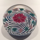 Signed Peter Holmes Selkirk Art Glass Paperweight millefiori floral White Spiral
