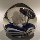 Antique Bohemian Art Glass Paperweight Sulphide Lion With Ice Pick Trumpets