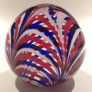 Vintage American MMA Art Glass Paperweight Red White Blue Marbrie