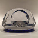 Vintage Baccarat Art Glass Paperweight Multi Faceted Star Cut Cobalt Blue Base