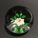 Rare Vintage Hugh Smith Art Glass Paperweight White Floral Lampwork