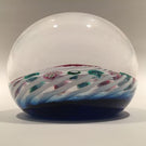 Signed Peter Holmes Selkirk Art Glass Paperweight millefiori floral White Spiral