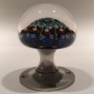 Vintage Strathearn Art Glass Paperweight Doorknob Twists & Millefiori On Black