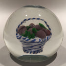 Vintage Murano Art Glass Paperweight Encased Latticino Basket Of Eggplants