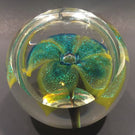 Large Glass Eye Studio Ges Art Glass Paperweight Faceted Dichroic Flower