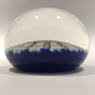 Large Perthshire Art Glass Paperweight Twists and Millefiori on Blue Ground