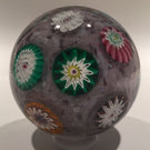 Unusual Murano Art Glass Paperweight Piedouche Millefiori on Purple