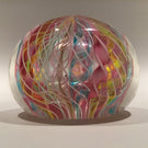 Vintage Murano Art Glass Paperweight Colorful Latticino Crown