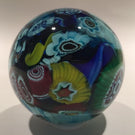 Vintage Murano Blue Art Glass Paperweight End of Day Millefiori Scramble