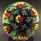 Vintage Murano Fratelli Toso Art Glass Paperweight Figural Leaf Berry Millefiori
