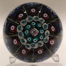 Vintage Strathearn Art Glass Paperweight Doorknob Twists & Millefiori On Black