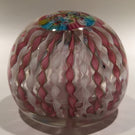 Vintage Murano Art Glass Paperweight Pink Millefiori Crown