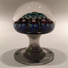 Vintage Strathearn Art Glass Paperweight Doorknob Twists & Millefiori On Black