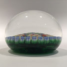 Vintage Medium Perthshire Art Glass Paperweight Twists and Millefiori on Green