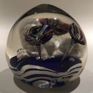 Antique Bohemian Art Glass Paperweight Sulphide Lion With Ice Pick Trumpets