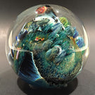Signed Josh Simpson Art Glass Paperweight Complex Inhabited Planet