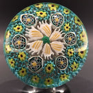 Vintage Murano Art Glass Paperweight Complex Millefiori With Flower Center