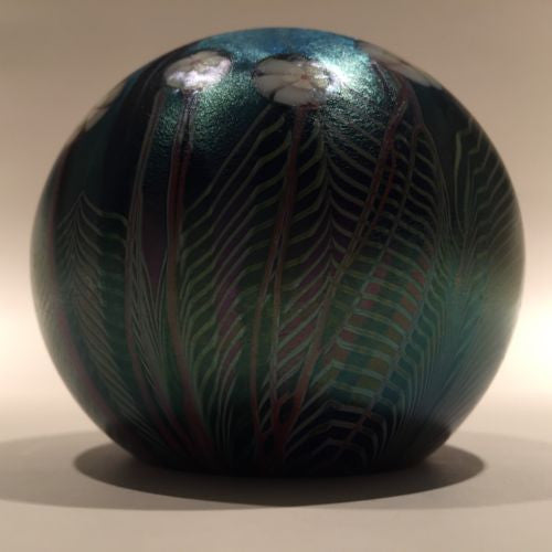 Orient&Flume ガラスペーパーウェイト 7/250 Vintage Orient & Flume Art Glass Paperweight Blue Iridescent Dragonfly