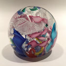 Colorful Murano Art Glass Paperweight Latticino & Ribbon Scramble