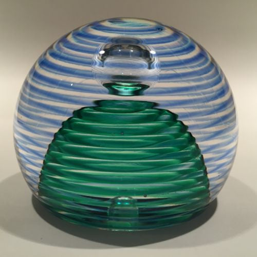 Modern High Quality Art Glass Paperweight Shelled Spirals With Control Bubble
