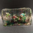 Huge Vintage Murano Cenedese Art Glass Paperweight Fish Aquarium Block Sculpture
