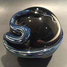 Signed Steven Correia Art Glass Metallic Coiled 3d Snake Over Black