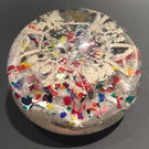Antique American Art Glass Frit Paperweight Fraternal Seal Multicolored Ground