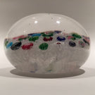 Huge Clichy Art Glass Paperweight Concentric Millefiori On Muslin W/ Roses