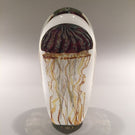 Signed 6" Satava Art Glass paperweight Purple Ribbed Jellyfish Sculpture