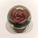 Signed Pete Lewis Vintage Art Glass Paperweight Footed Millville Crimp Rose
