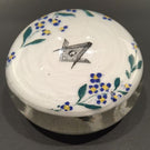 Rare Antique Albert Graeser Art Glass Paperweight Freemasons Floral White Plaque