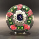 Miniature Clichy Art Glass Paperweight a Concentric Millefiori With Rose Canes