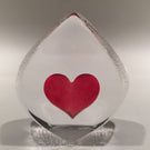 Signed Mats Jonasson Swedish Art Glass Paperweight Valentine's Day Heart Gift