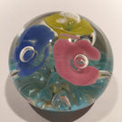 Vintage American Studio Art Glass Paperweight Colorful Trumpet Flowers