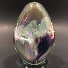 Signed Roger Vines MSH Ash Art Glass Paperweight Purple Iridescent Egg