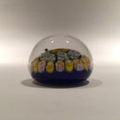 Miniature Strathearn Art Glass Paperweight Concentric Millefiori On Blue Ground