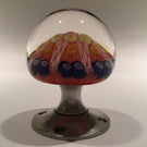 Vintage Strathearn Art Glass Paperweight Doorknob Twists & Millefiori On Orange