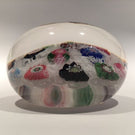 Rare Antique Clichy Art Glass Paperweight Chequered Complex Millefiori W/ Rose