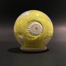 Vintage Miniature Murano Art Glass Paperweight Ruffled Millefiori on Yellow