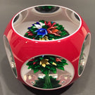 Vintage Saint Louis Art Glass Paperweight Upright Bouquet Faceted Overlay