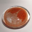 Rare Antique Baccarat Art Glass Paperweight Etched Eiffel Tower Amber Flash