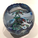 Vintage Murano Art Glass Paperweight Millefiori Blue Flash Fancy Cut Faceting