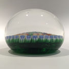 Vintage Medium Perthshire Art Glass Paperweight Twists and Millefiori on Green