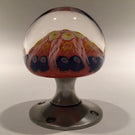 Vintage Strathearn Art Glass Paperweight Doorknob Twists & Millefiori On Orange