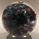 Huge 3-3/4" Josh Simpson Art Glass Paperweight Inhabited Planet Sculpture