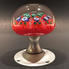 Vintage Strathearn Art Glass Paperweight Doorknob Twists & Millefiori On Red