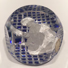 Vintage Baccarat Art Glass Paperweight Lafayette Sulphide Diamond Cut Blue base