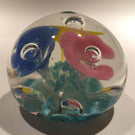 Vintage American Studio Art Glass Paperweight Colorful Trumpet Flowers