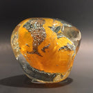 Signed Modern American Studio Art Glass Paperweight Orange Bubble Design